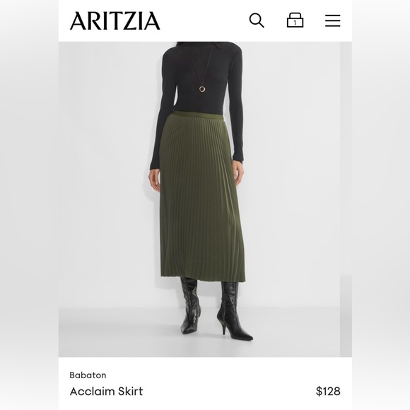 Aritzia (black) pleated midi skirt black - Picture 1 of 7